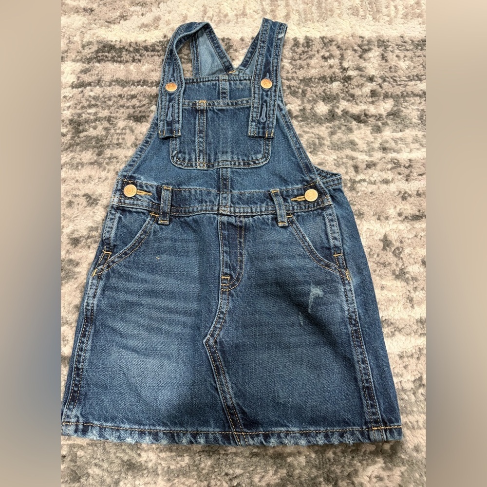 Toddler Girl Old Navy blue denim skirt overalls Size 3T Preowned